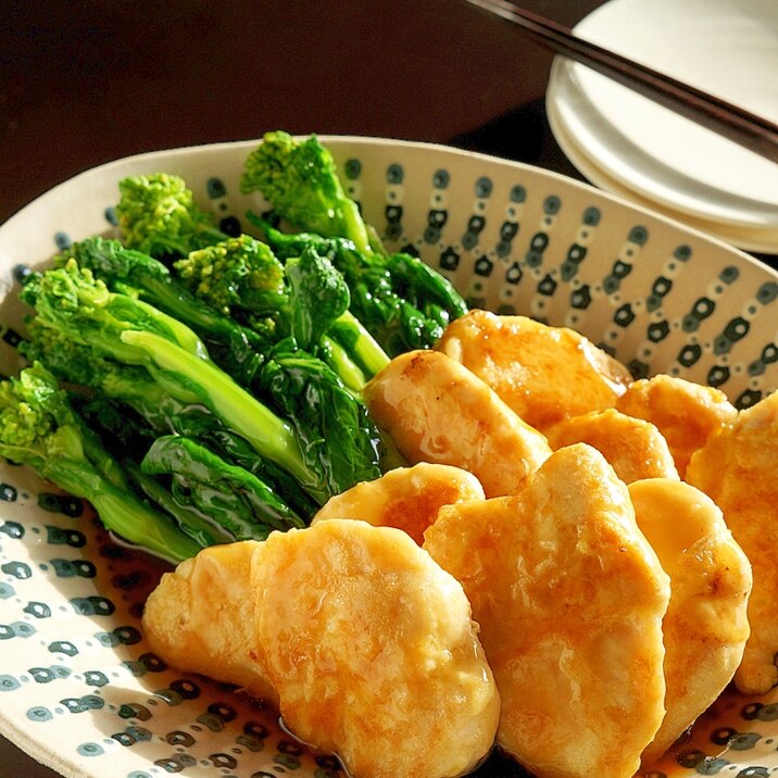 しっとり鶏肉ピカタのあんかけ♪菜の花添え